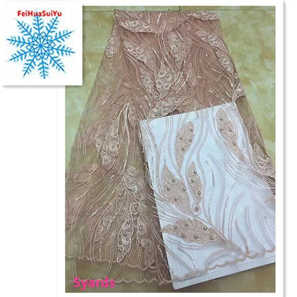 

Good quality french lace fabric with beads African lace fabric latest tulle laces fabrics for dress material dpA122