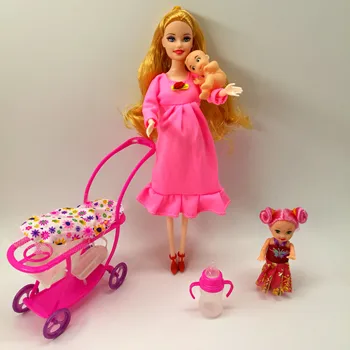 

Girl Doll Suits Mom/ Son Baby/ Kelly/Carriage Kids Toys Fashion Pregnant Doll Child Toys For Girls Gift