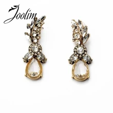 Ювелирные изделия joolim оптом/Винтажные прозрачные каплевидные серьги-гвоздики с камнем серьгы, модные серьги