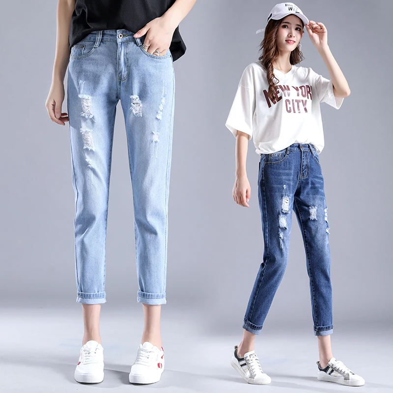 

Hole ripped jeans women Summer Pants Casual jeans pants