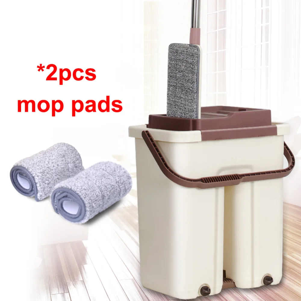 

New Large Automatic Dehydration Free Hand Lazy Flat Mop Bucket Set Reinforcement Rod Rotating Mop Gluing Type Multi-function Mop
