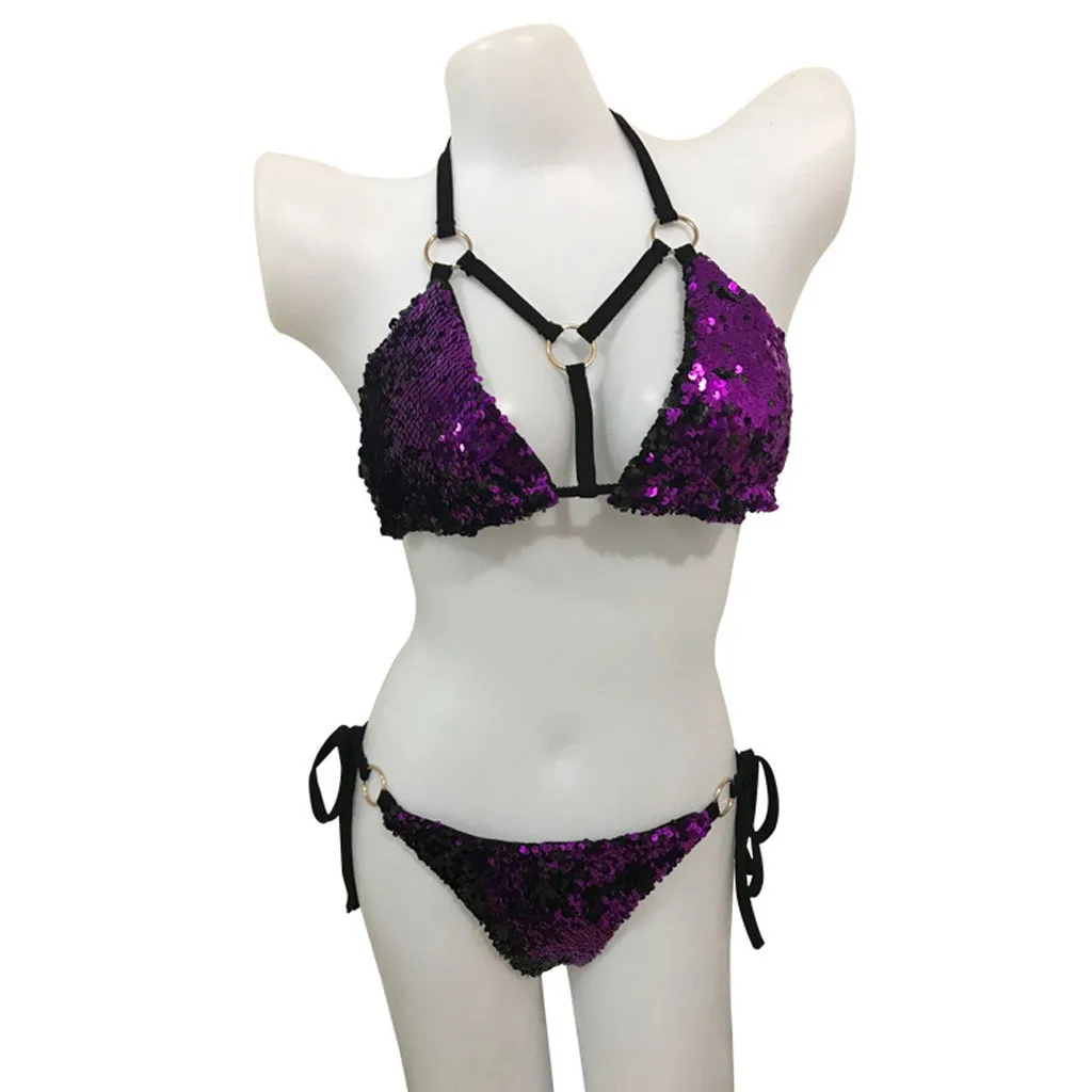Swimsuits Women's Sequin Rhinestone Crystal Diamond Push-up Bikini Set Swimsuit Swimwear Brazilian Swimsuit Купальник бикини