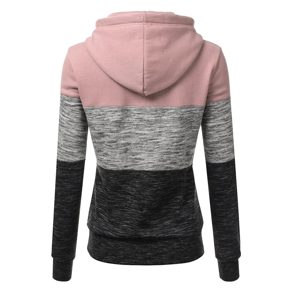 Harajuku Hoodie Sweatshirt Women Casual Color Patchwork