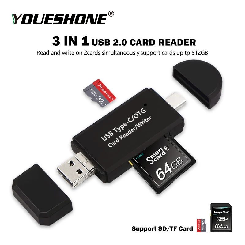 Micro SD кард-ридер высокоскоростной адаптер 3 в 1 USB/type c/otg tf адаптер usb 2,0 usb адаптер устройство для чтения Micro-SD карт