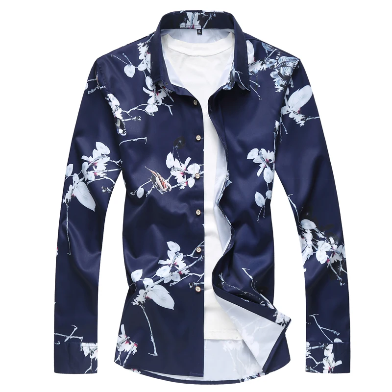 

2019 Fashion Long Sleeve Casual Print Men Shirt Camisa Social Masculina Streetwear Men Shirts Luxury Slim Fit Dress Clothes Tops