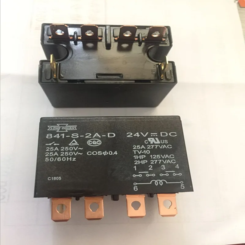 

841-S-2A-D 24VDC 25A 250VAC DIP6 SONGCHUANG RELAY 2 From A ,New and original 1pcs/lot