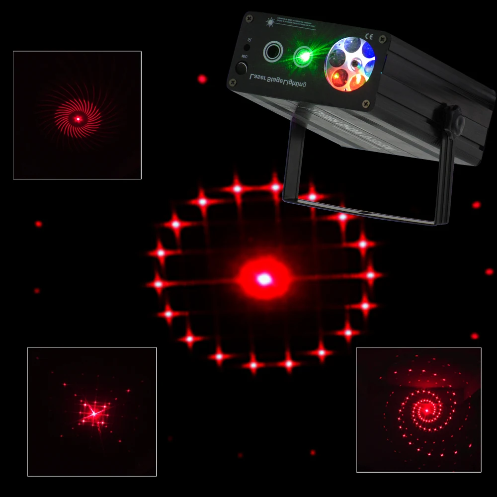 

New Mini 2in1 4 Patterns Whirlwind R&G Laser Projector Lighting Stage Disco DJ Club KTV Xmas family party light Show