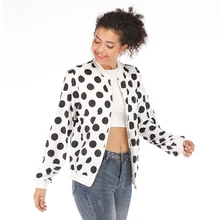 Rose Leopard Spring Women’s Jackets Plus Size Short Female Coat Zipper Chaqueta Long Sleeve Polka Dot Women Bomber Jacket