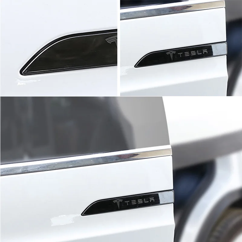 4pcs/set Stainless Steel Car Door Handle Covers Logo Sticker Carbon Fiber Styling Decoration Protector for Tesla Model X 4pcs/set Stainless Steel Car Door Handle Covers Logo Sticker Carbon Fiber Styling Decoration Protector for Tesla Model X