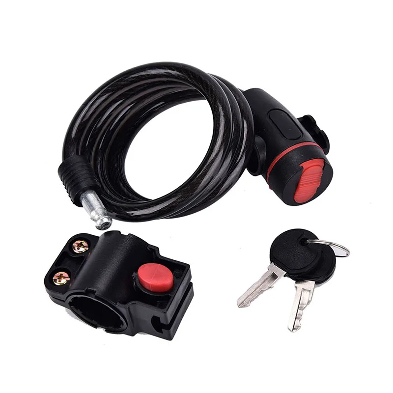 Steel Cable Spiral Security Lock Motorcycle Bike Cycle Bicycle Chain+2 Keys