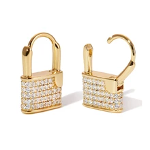 Micro pave cz bloqueio brinco para senhora moda jóias femininas na moda 2019 novo chegou europeu feminino jóias