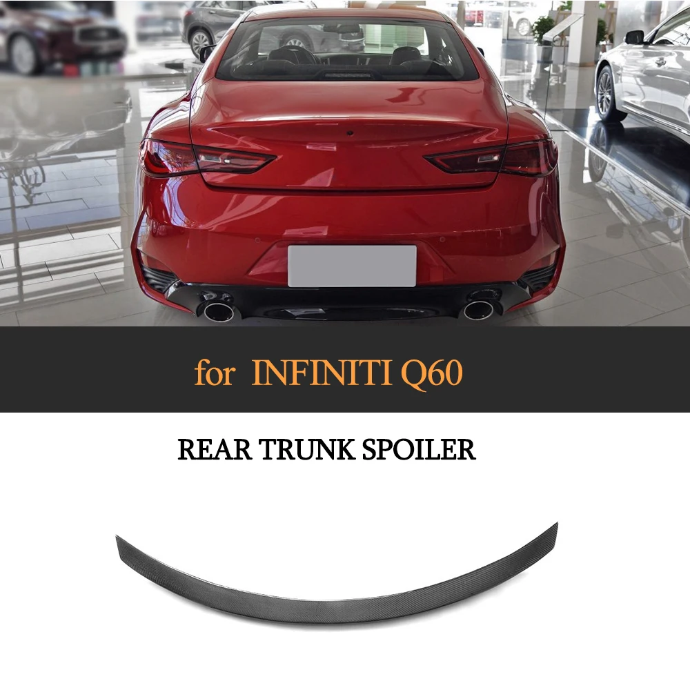 

Carbon Fiber Rear Trunk Spoiler Big Customized Wing Boot Lip Fit for Infiniti Q60 Base Sport Coupe 2018 2019 Japan Style