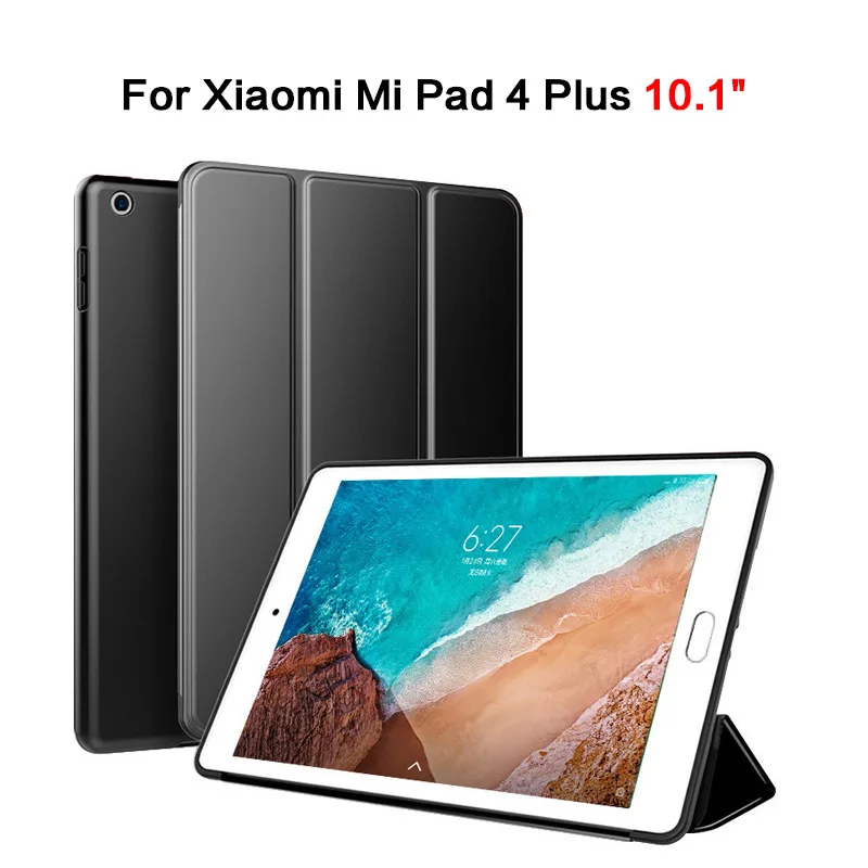 

For Xiaomi Mi Pad 4 Plus Case 10.1'' Leather Smart Stand Cover Hard Back For Mi Tablet 4 Plus With Auto Sleep/Wake Up Shockproof