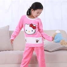 Осенне-зимняя детская флисовая Пижама теплая фланелевая одежда для сна для девочек детская пижама из кораллового флиса домашняя одежда JKC48785