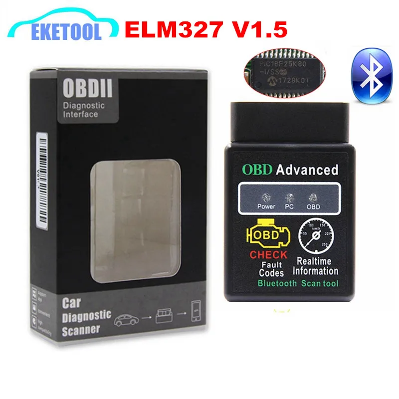 Прошивка V1.5 PIC18F25K80 OBDII Автомобильный диагностический ELM327 V1.5 Bluetooth Android Авто OBD инструмент ELM 327 дизельный автомобиль Розничная торговля коробка