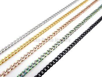 

Free shipping steel 3mm plain cubin chain stainless steel with lobster clasp plain cubin chain drop shipping