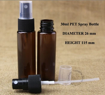 

100pcs/Lot Wholesale Amber 30ml Plastic Spray Bottle Empty Atomizer Cap 1OZ Women Cosmetic Container Small Perfume Packaging