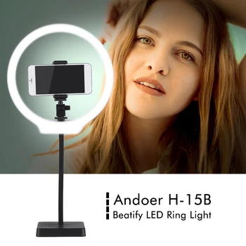 

Andoer H-15B LED Ring Light Lamp 3200K- 5600K 144 Pieces LED Ringlight for Camera Phone Makeup Photo Video Shooting Light