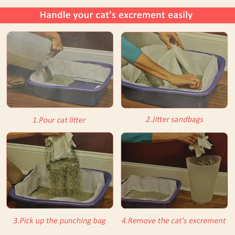10pcs/Set Cat Feces Filter Reusable Hands Free Cats Sifting Litter Tray
