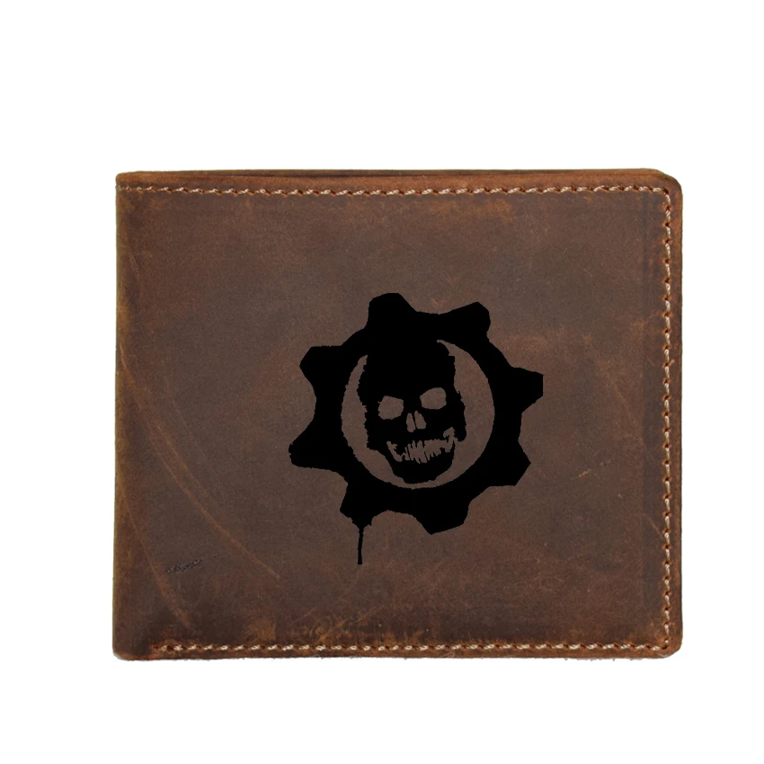 

Gears of war Wallet Men Multi Functional RFID Blocking Card Wallet Genuine Leather Small Coin Purse Engraved Picture Game Wallet