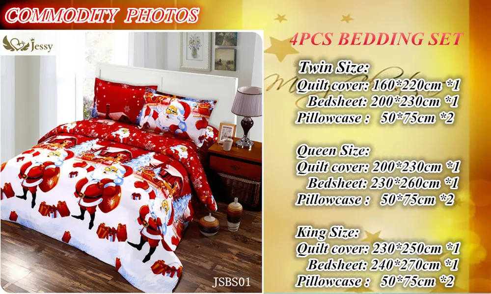 2016 Christmas Merry kids duvet comforter cover twin queen king size 4pc Santa Claus Deer bed set bed linen bedclothes Bedding Set (2)