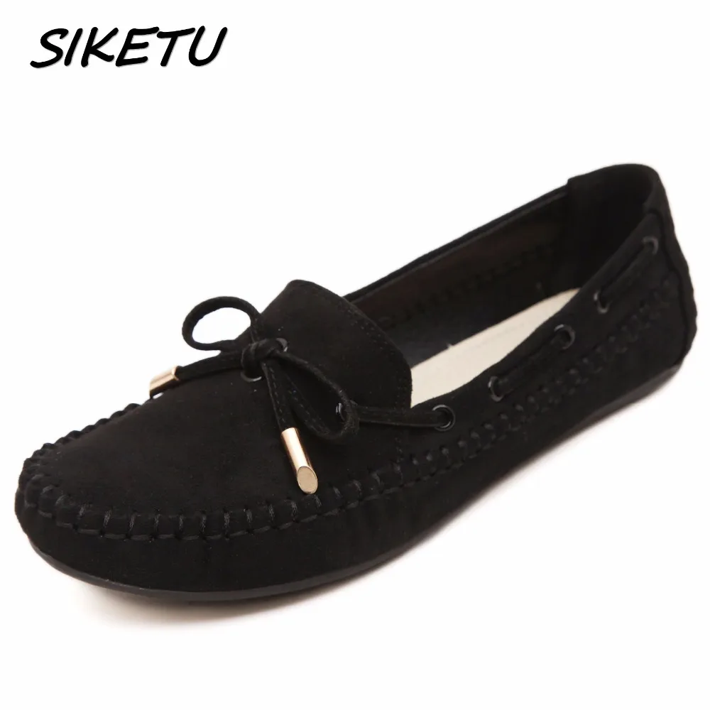 

SIKETU Spring Autumn Women Casual Flat Heels Shoes Woman Fashion Bow-tie Loafers Lazy Student Boats Shoes Plus Size 35-44