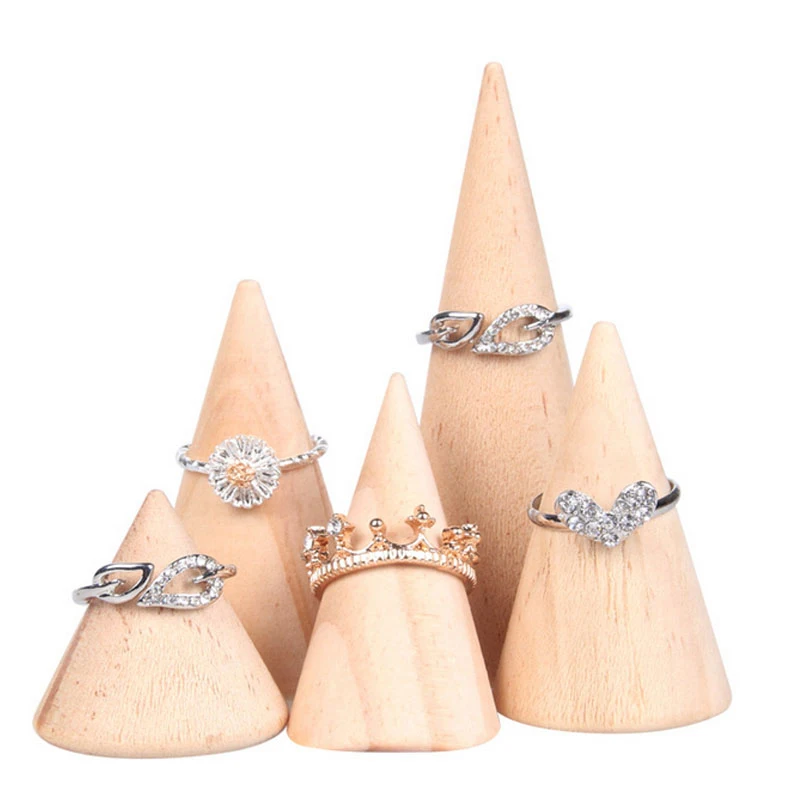 

Hot Original Wooden Conical Ring Display Stand Ring Support Ring Seat Jewelry Storage Rack Jewelry Ring Packaging Sets Display