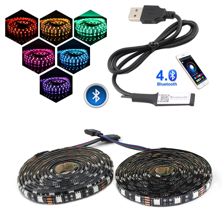 

5 V USB Power LED Strip Light PC RGB Bluetooth 5050 DC 5V RGB Wifi Led Strip Lamp Tape TV Backlight Led Strip Wifi Bluetooth