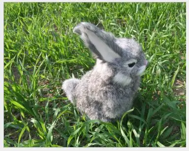 Wyzhy животные из искусственного меха серый кролик, украшение для сада и дома 22x16 см