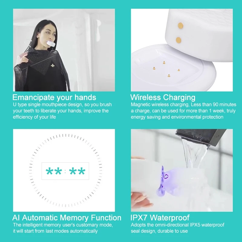 360° Automatic Sonic Electric Toothbrush Waterproof Intelligent U Type Automatic Tooth brush Whitening Electric Power Toothbrush 009