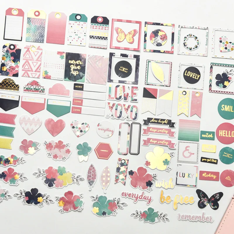 

75pcs xo Colorful Cardstock Die Cuts for Scrapbooking Happy Planner/Card Making/Journaling Project