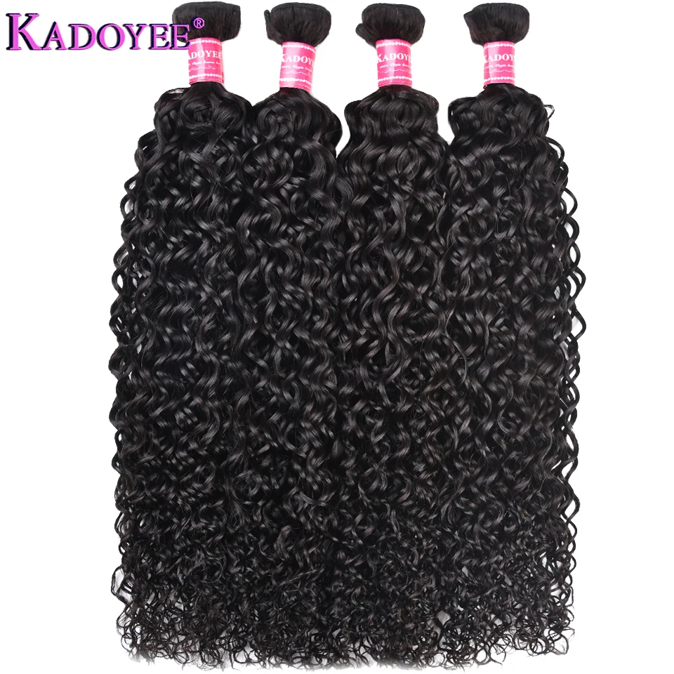 Kadoyee Джерри Кудрявые бразильские волосы Weave Связки 100% человеческие волосы 4 Связки Natural цветные волосы Реми расширения для черный для женщин