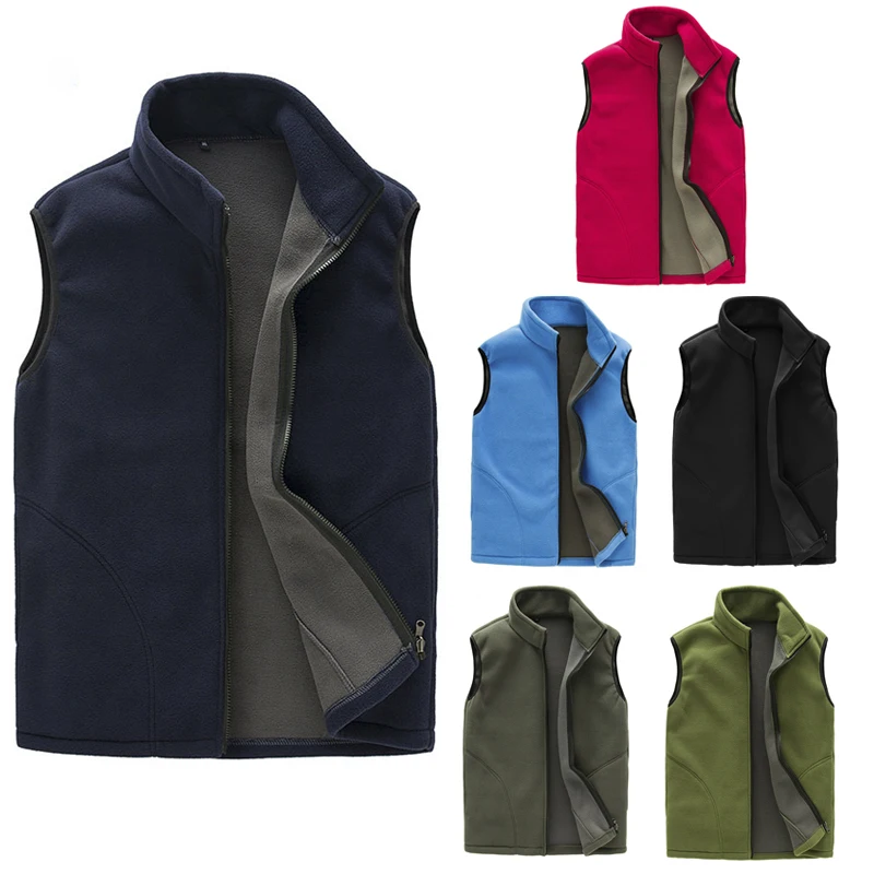Men Windproof Sleeveless Jacket Casual Winter Fleece Vest Male Thick