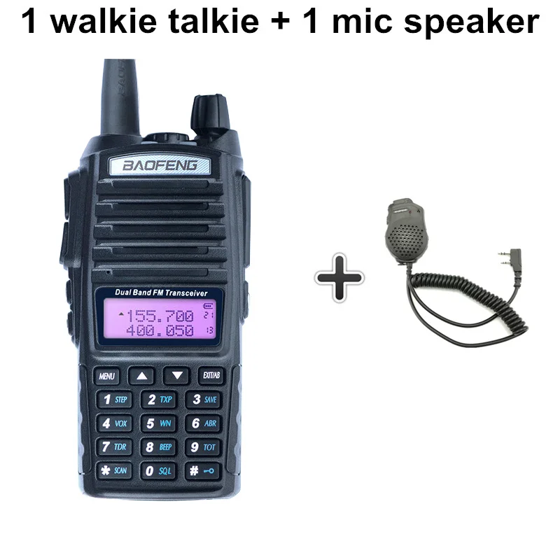 Baofeng UV-82 иди и болтай Walkie Talkie 8 Вт Dual PTT двухстороннее радио двухдиапазонный Портативный UV 82 трансивер UV82 Woki токи сертификатом от сертификационной радиостанций 50 км - Цвет: Add a mic speaker