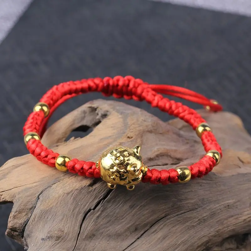

Pi Xiu Charm Color Change Temperature Kabbalah Red String Braided Mood Bracelets