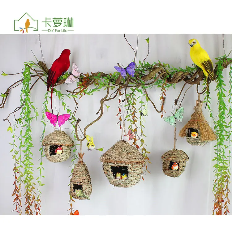 2019 straw Birds Nest Natural Grass Egg Cage Outdoor Decorative Hanging Parrot House home decoration | Дом и сад