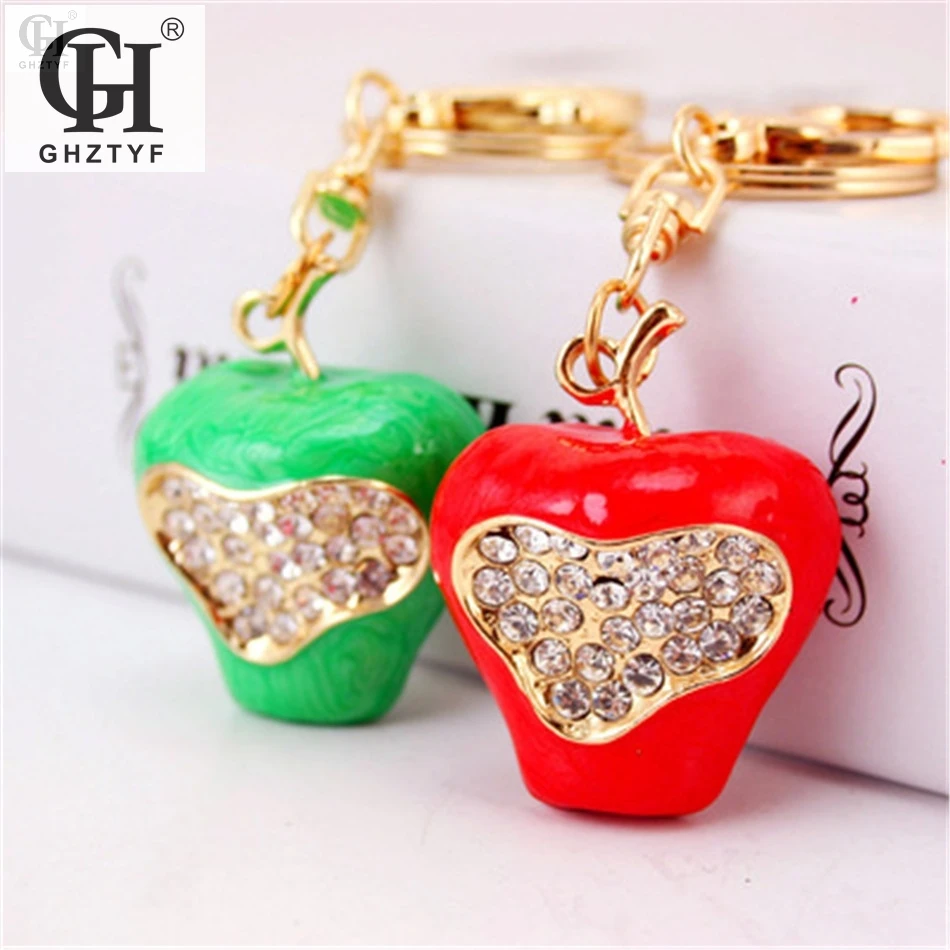 

Hot Christmas Apple Keychain Lobster Buckle Keyring Key Chain Gifts For Women Alloy Keychains Llaveros Para Mujer