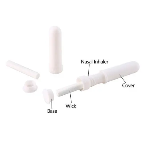 20Pcs/set Empty White Plastic Blank Nasal Aromatherapy Inhalers Tubes Sticks With Wicks For Essential Oil Nose Nasal Container