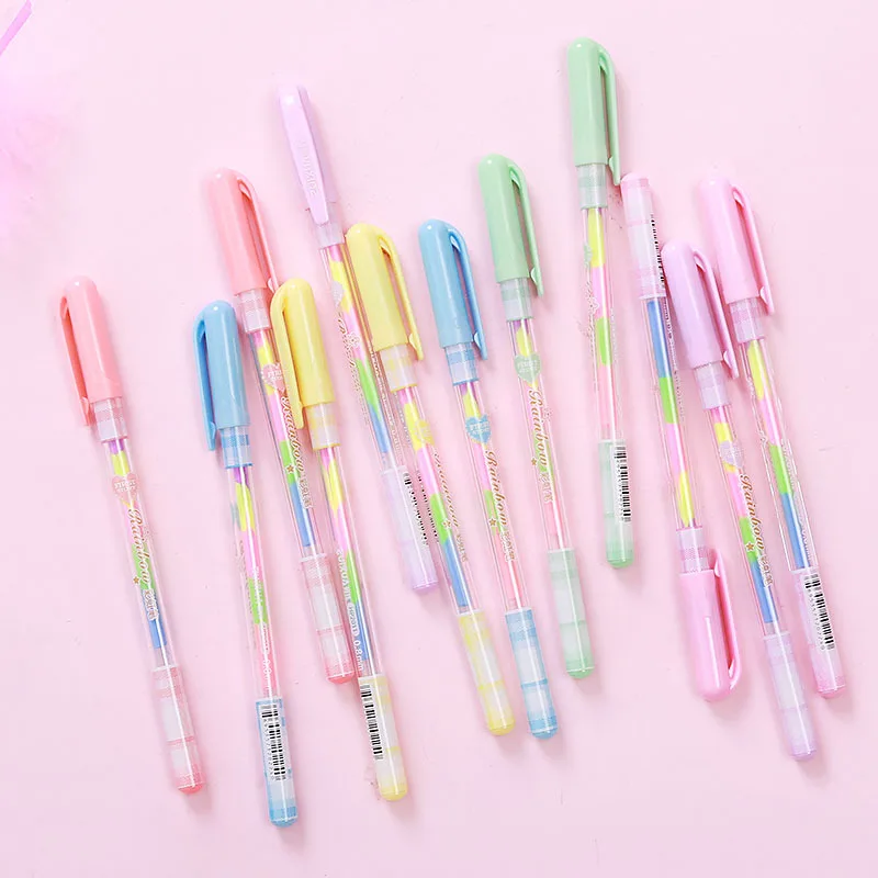 

1pc Cute Kawaii Rainbow Gel Pen for Kids Gift School Office Supplies Stationery Colorful Ink 0.8mm Color Pens