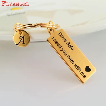 

Custom A-Z 26 Initials Letter Engrave Drive Safe I need you here with me Couples Keyring For Men Women Boyfriend Gift Keychain