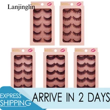 LANJINGLIN 5 пар 3d норковые ресницы пушистые Накладные ресницы Накладные натуральные длинные накладные ресницы искусственные ресницы норки