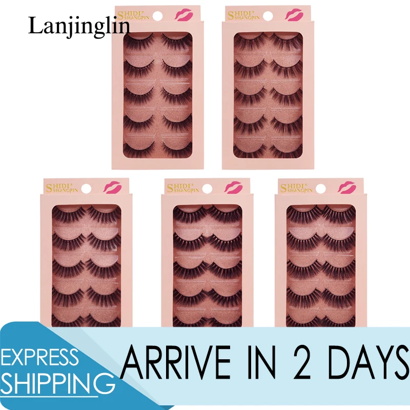 

LANJINGLIN 5 pairs 3d mink lashes fluffy fake eyelash extension make up natural long false eyelashes mink lash faux cils