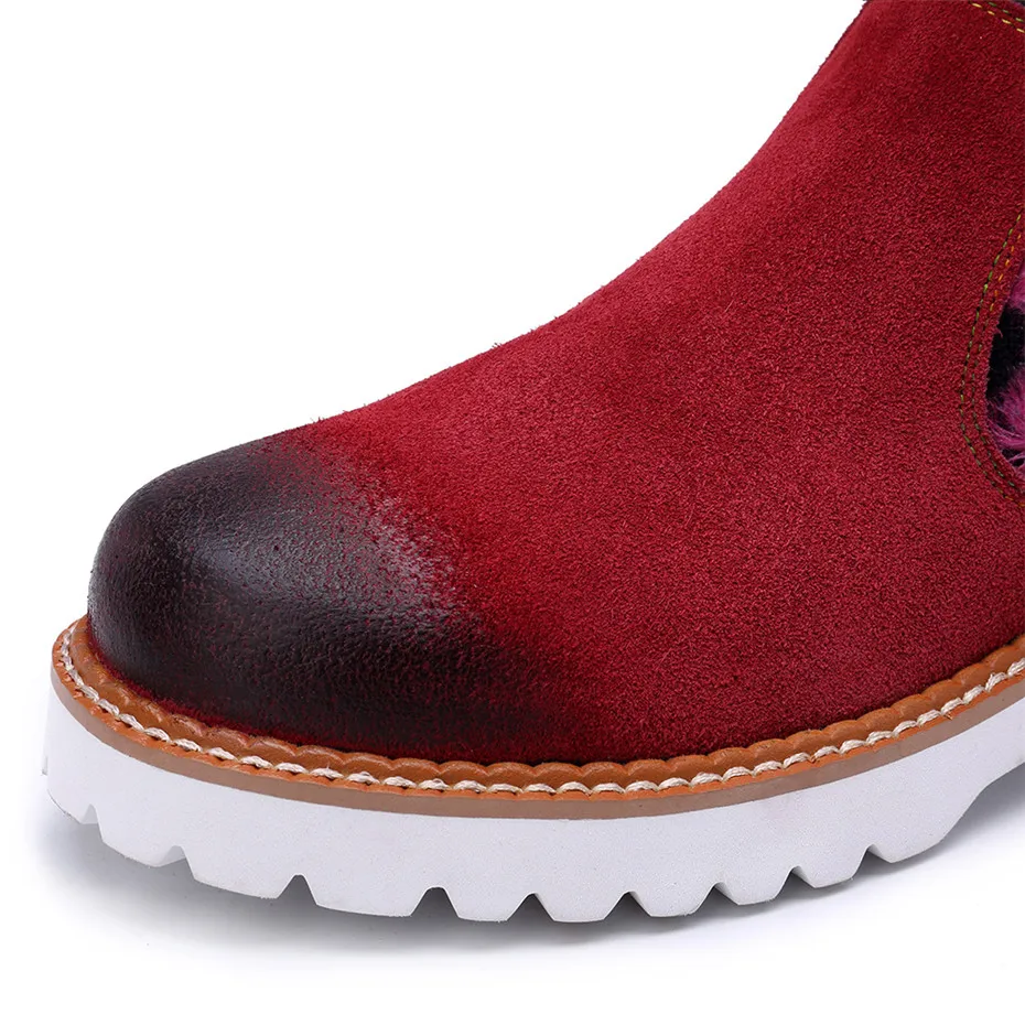 2019 New Rabbit Fur Snow Boots Women Shoes Genuine Leather Casual Comfortable Women's Boots Retro Ladies Short Plush Flats Boots (18)