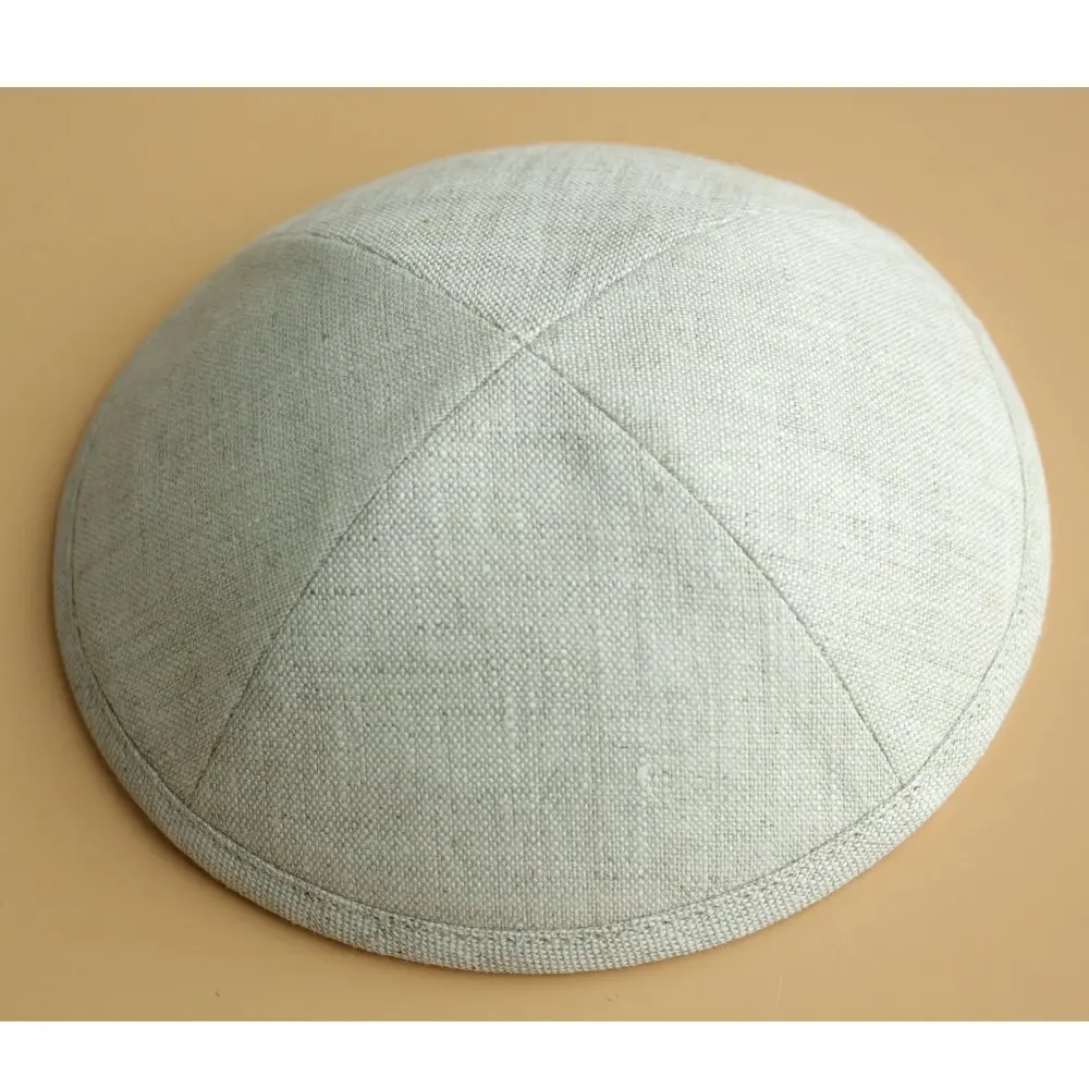 Beige Linen kippot Jewish Yarmulke Kippah Kippot 19cm skull caps for