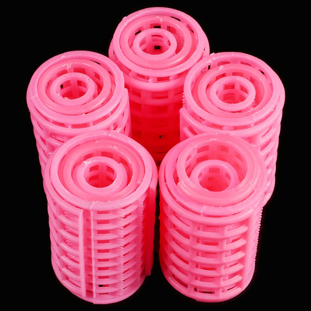 5pcs/set Hairdressing Hair Curler Curling Plastic Roller Grip Clips