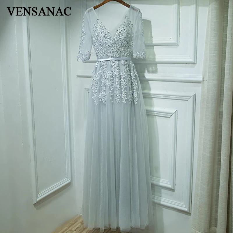 vensanac-2018-sequined-v-neck-lace-appliques-a-line-long-evening-dresses-party-half-sleeve-pearls-sash-prom-gowns