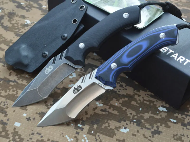 

TRSKT YSTART Fixed Blade Knife Camping Survival Outdoor Tool Hunting Knives AUS-10A Steel G10 Handle With Kydex Sheath Free ship