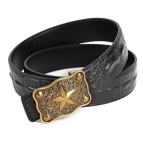 Aburo новые джинсы riem ковбой Классический Крокодил stijlvolle riemen mannen glad gesp taille riem джинсы - Цвет: 12