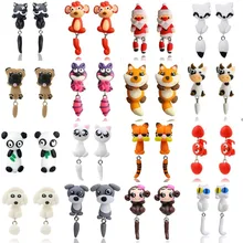 Новинка, ручная работа, серьги в виде животных из полимерной глины, милый кот, красная лиса, милая панда, белка, тигр, серьги-гвоздики для женщин, ювелирное изделие