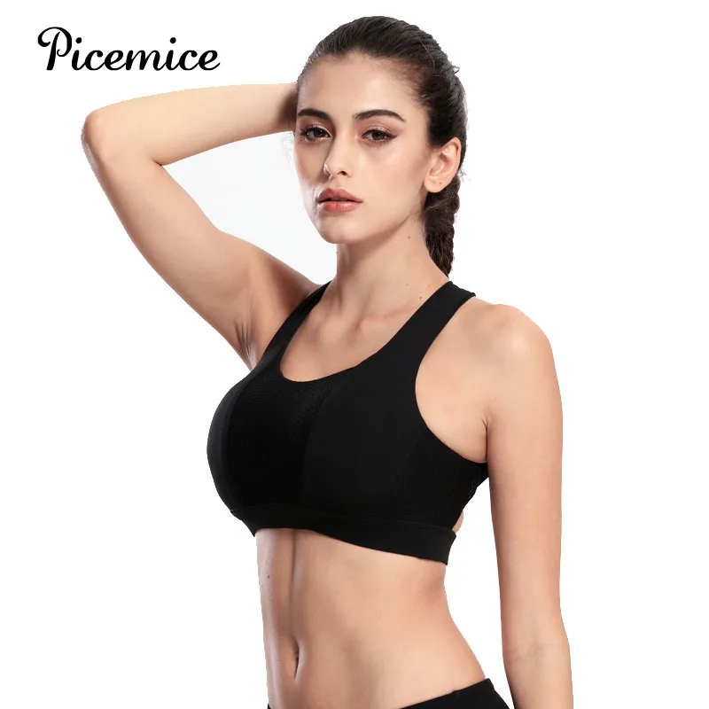 

Picemice Fitness Running Workout Bra Tank Tops Sexy Women Vest Halter Yoga Bra Strappy Sport Bras Push Up Shockproof Sport Bra